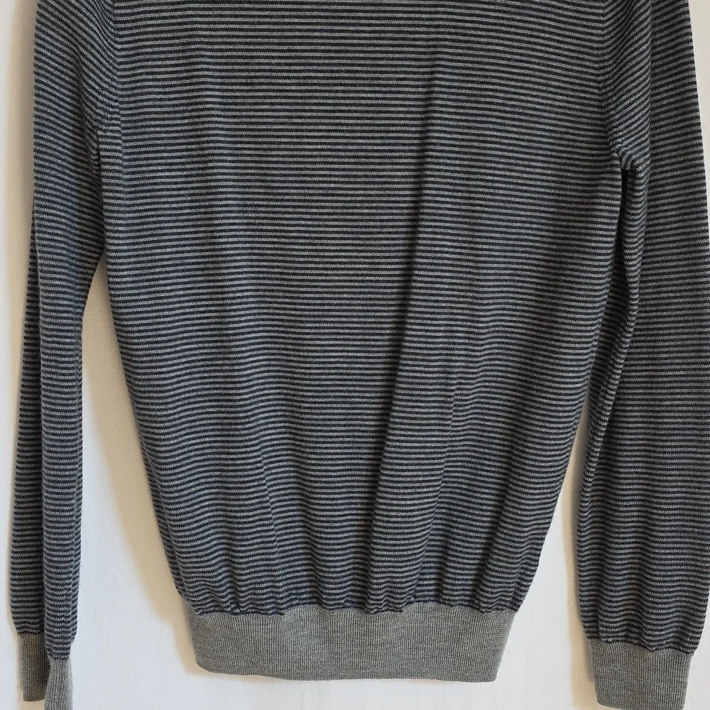 J. Crew Blue & Gray Stripe Merino Wool Mens Sweater. Size Medium